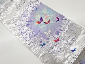 リサイクル　抽象花に蝶模様織出し袋帯